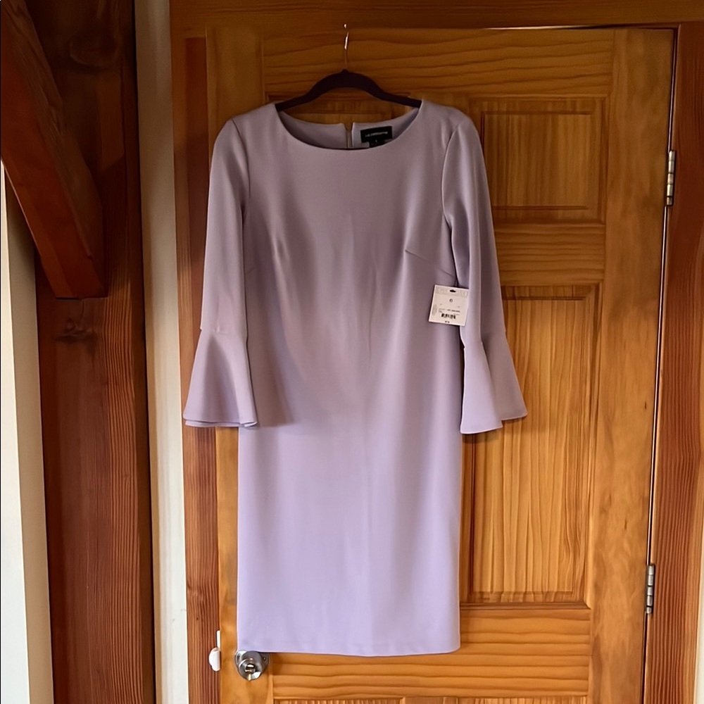 Liz Claiborne Purple Sheath Dress with 3/4 Bell Sleeves